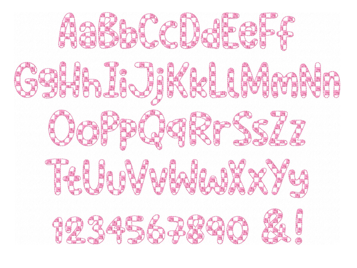 Checks Patterned Font 1 color Alphabet letters numbers machine embroidery designs chess pattern checkers checkered Font