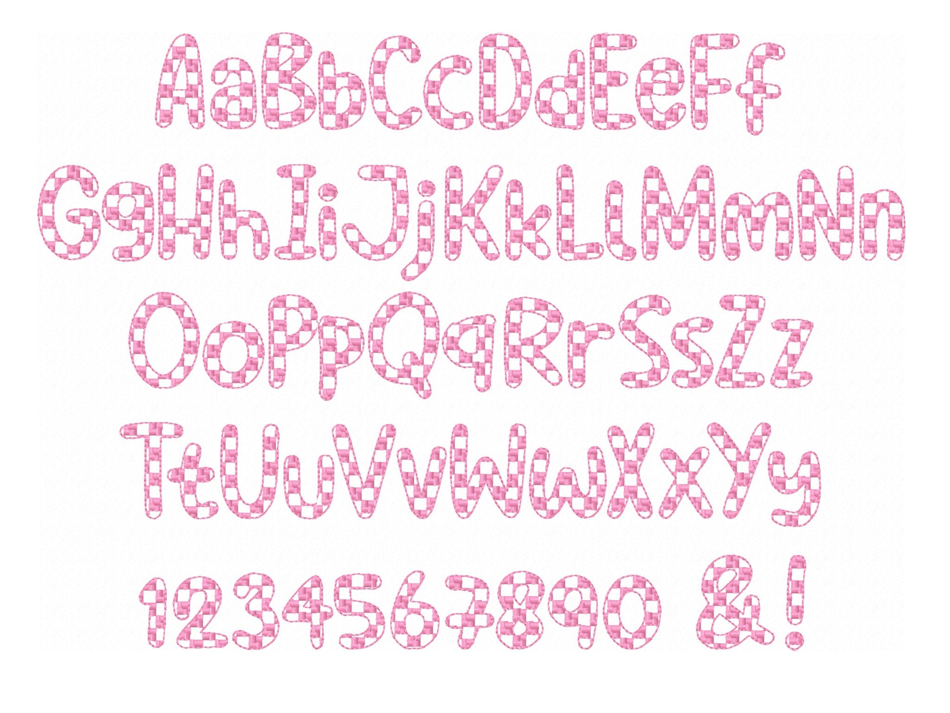 Checks Patterned Font 1 color Alphabet letters numbers machine embroidery designs chess pattern checkers checkered Font