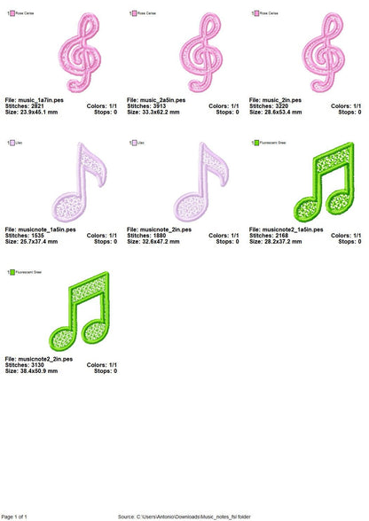 Music Note Musical FSL – Sizes 1.5" 2" 4" Digital Embroidery File | Artapli