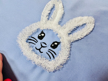 Fluffy Easter Bunny Head Silhouette Machine Embroidery Designs Chenille Fluffy Bunny Cute Little Bunny Fringe