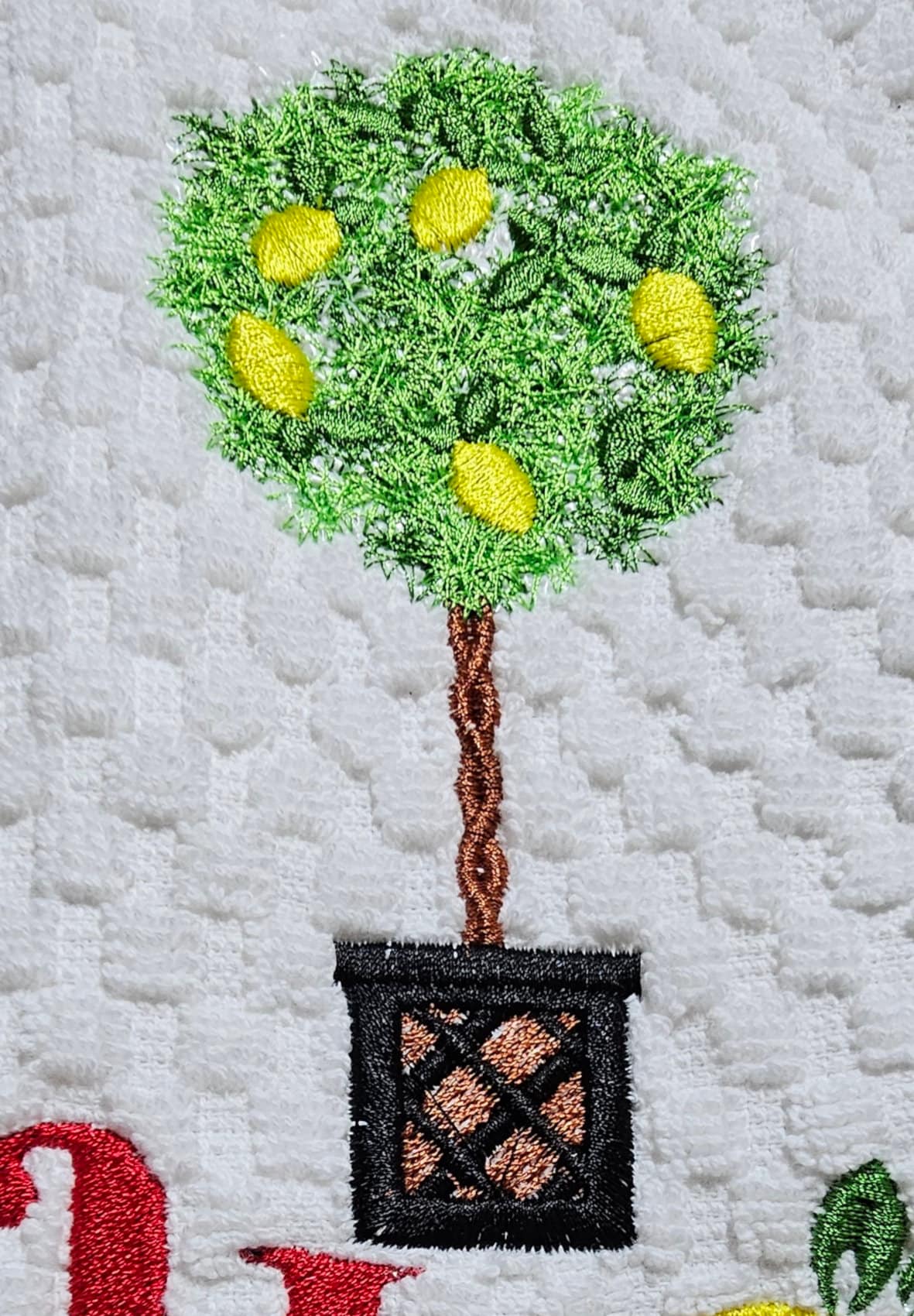 Topiary Tree with lemons awesome lemon plant in a pot machine embroidery designs assorted sizes kitchen dish towel design