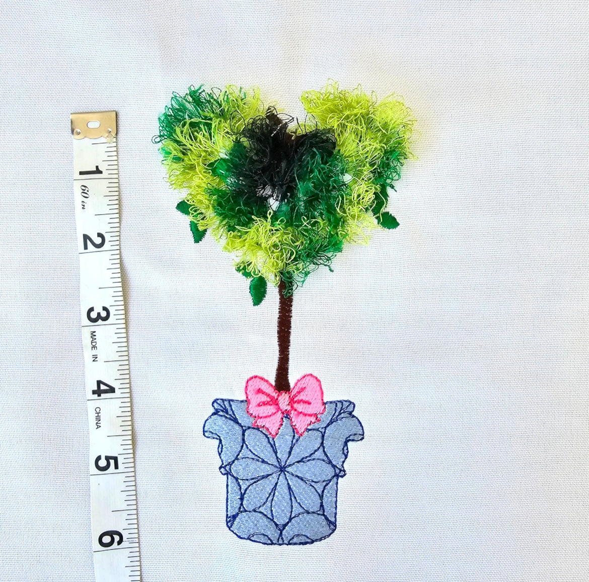 Fringed Fluffy Heart Shape Topiary Tree With Bow Fringe ITH in the Hoop Fluffy Fringed Plant in Pot Machine Embroidery Designs Hoop 4x4 5x7 - Etsy