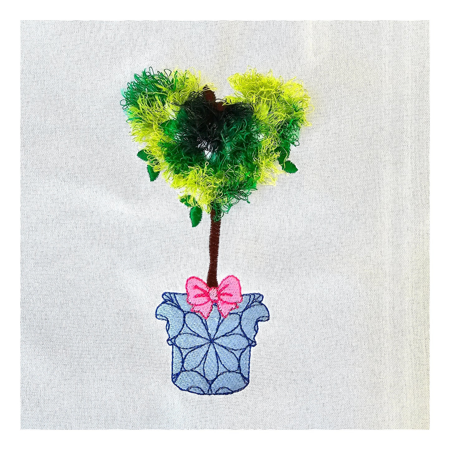 Fringed Fluffy Heart Shape Topiary Tree With Bow Fringe ITH in the Hoop Fluffy Fringed Plant in Pot Machine Embroidery Designs Hoop 4x4 5x7 - Etsy