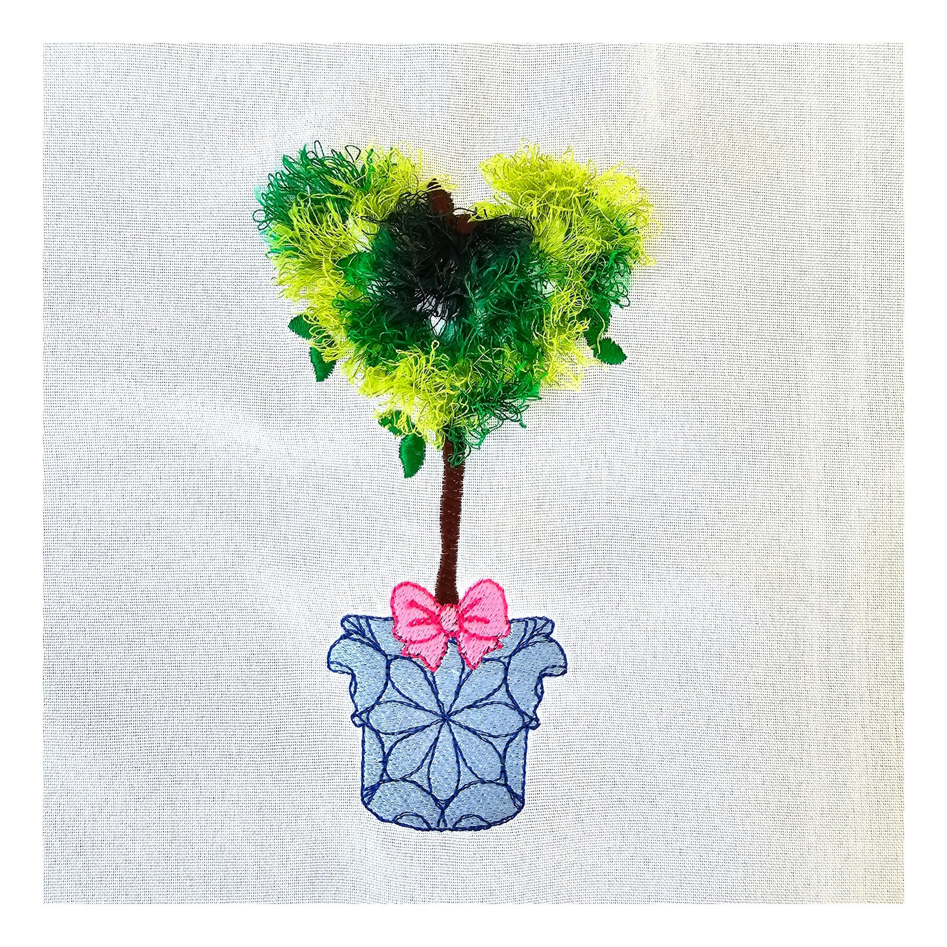 Fringed Fluffy Heart Shape Topiary Tree With Bow Fringe ITH in the Hoop Fluffy Fringed Plant in Pot Machine Embroidery Designs Hoop 4x4 5x7 - Etsy