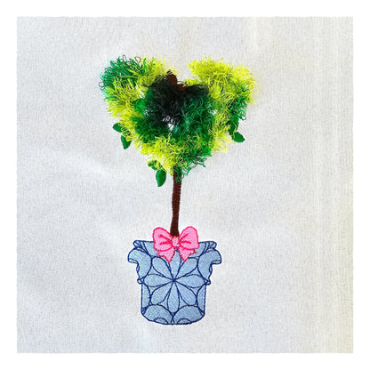 Fringed Fluffy Heart Shape Topiary Tree With Bow Fringe ITH in the Hoop Fluffy Fringed Plant in Pot Machine Embroidery Designs Hoop 4x4 5x7 - Etsy