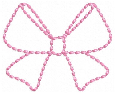 Hand stitch effect Bow SET of 4 types monogram add-on baby gown Christ pearl stitch machine embroidery designs multiple sizes from 2 to 5in