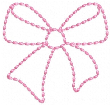 Hand stitch effect Bow SET of 4 types monogram add-on baby gown Christ pearl stitch machine embroidery designs multiple sizes from 2 to 5in