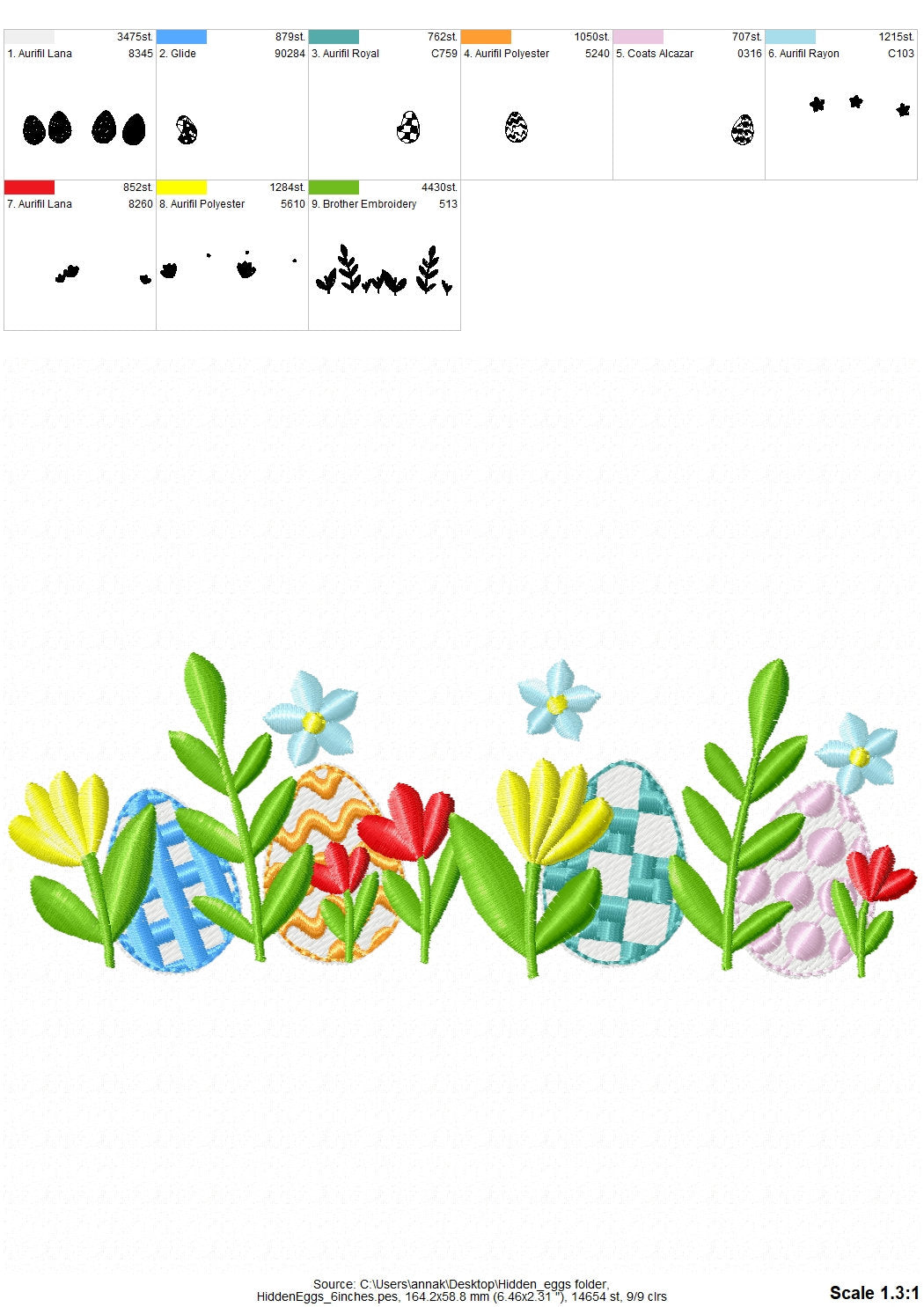 Floral border row hidden eggs designs Easter  machine embroidery designs baby gown Christ stem flower stitch grass flower shirt