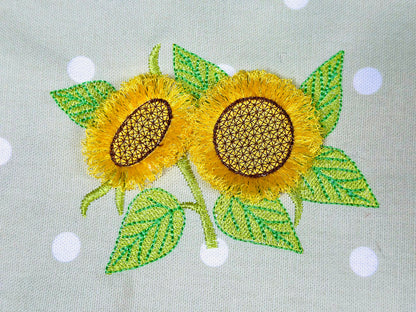Sunflowers Fringed Flowers Fluffy Fringe Sunflower in 4 Sizes Embroidery Files Machine Embroidery Designs Download Sunflower Fuzzy Design