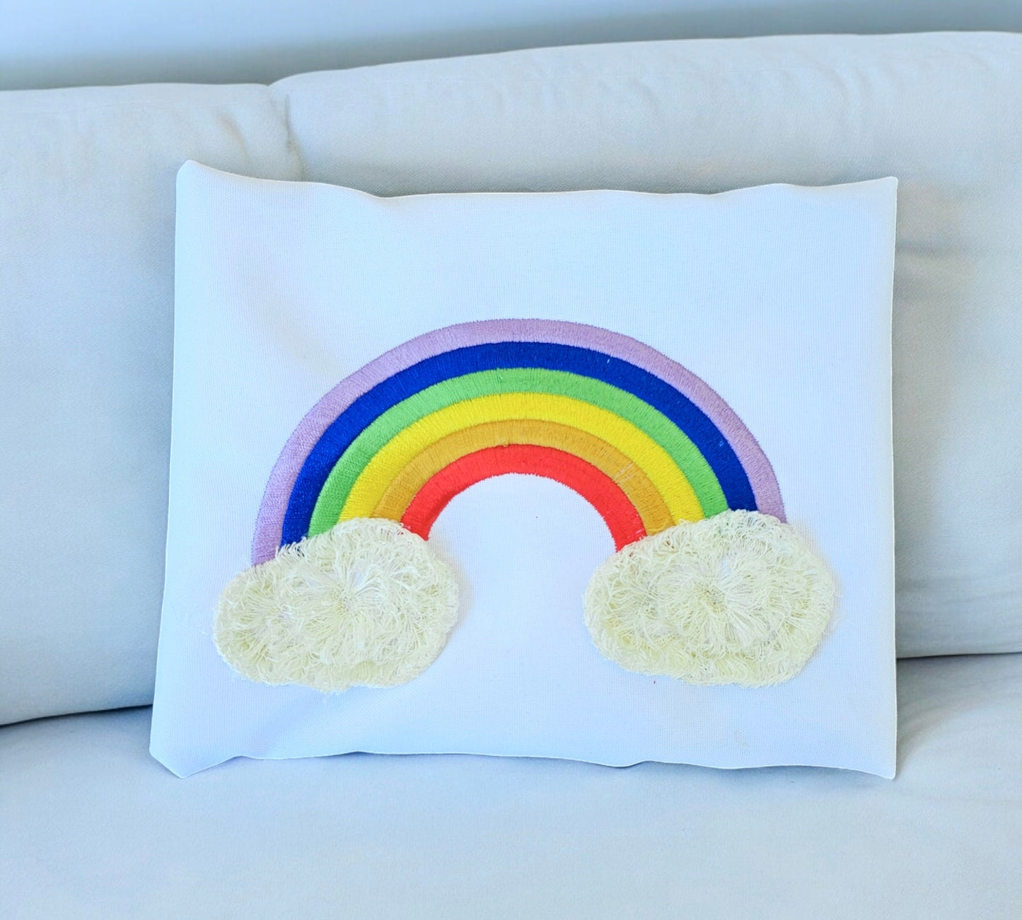 Top Rainbow fringed fluffy clouds kids baby fur chenille machine embroidery designs