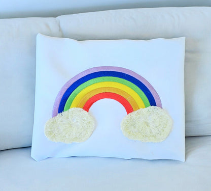 Top Rainbow fringed fluffy clouds kids baby fur chenille machine embroidery designs