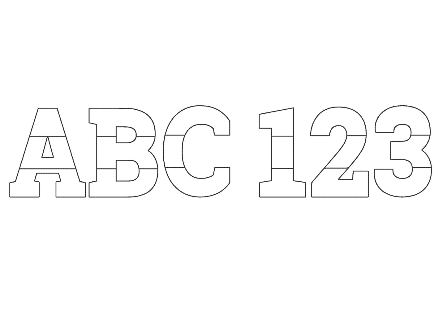 Light applique font Open Edge Raggedy Applique Alphabet bean stitch outline patchwork machine embroidery design