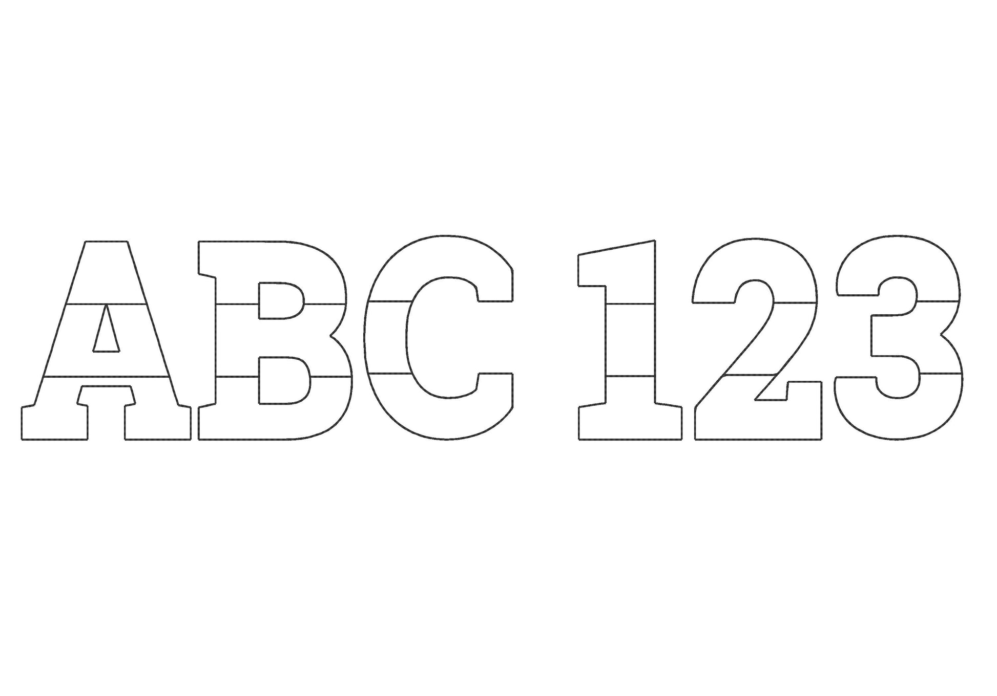 Light applique font Open Edge Raggedy Applique Alphabet bean stitch outline patchwork machine embroidery design