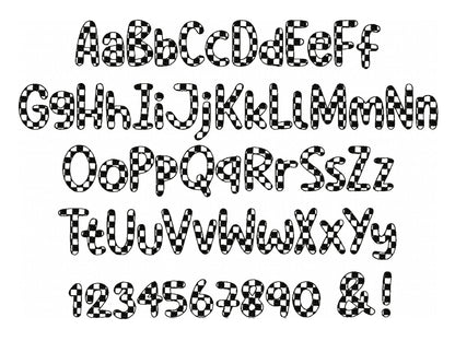 Checks Patterned Font 1 color Alphabet letters numbers machine embroidery designs chess pattern checkers checkered Font
