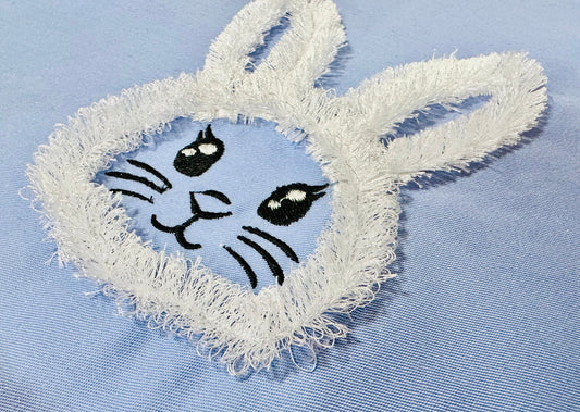 Fluffy Easter Bunny Head Silhouette Machine Embroidery Designs Chenille Fluffy Bunny Cute Little Bunny Fringe