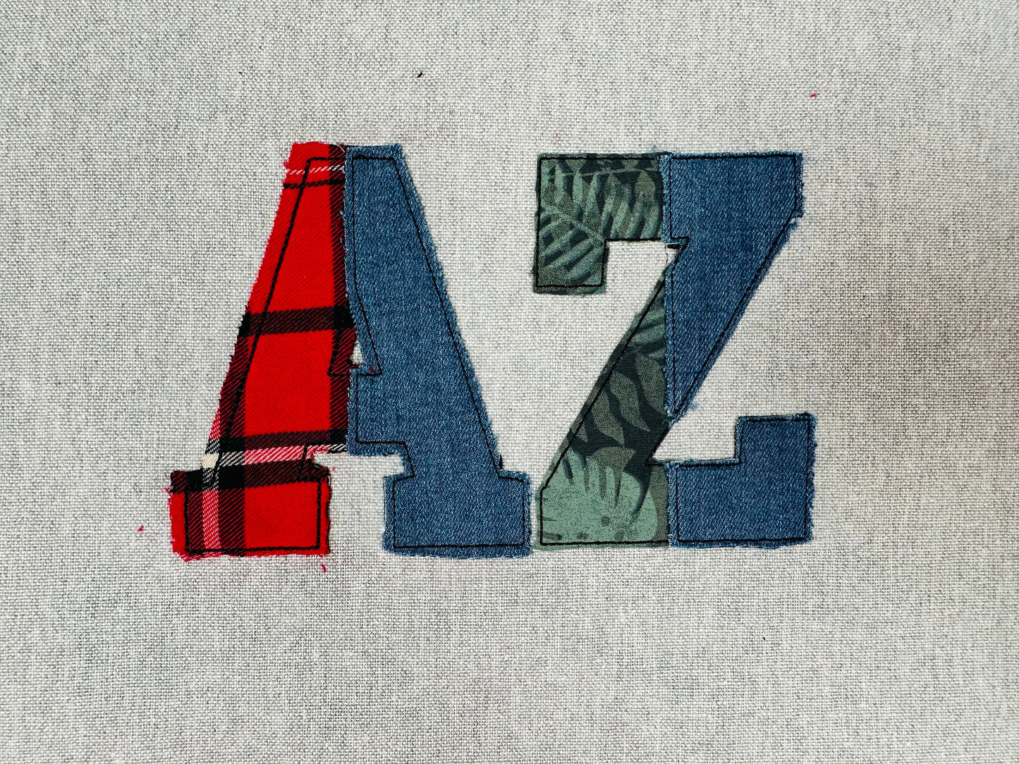 Light applique font Open Edge Raggedy Applique Alphabet monogram bean stitch outline patchwork machine embroidery designs Split