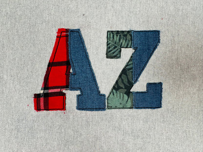 Light applique font Open Edge Raggedy Applique Alphabet monogram bean stitch outline patchwork machine embroidery designs Split