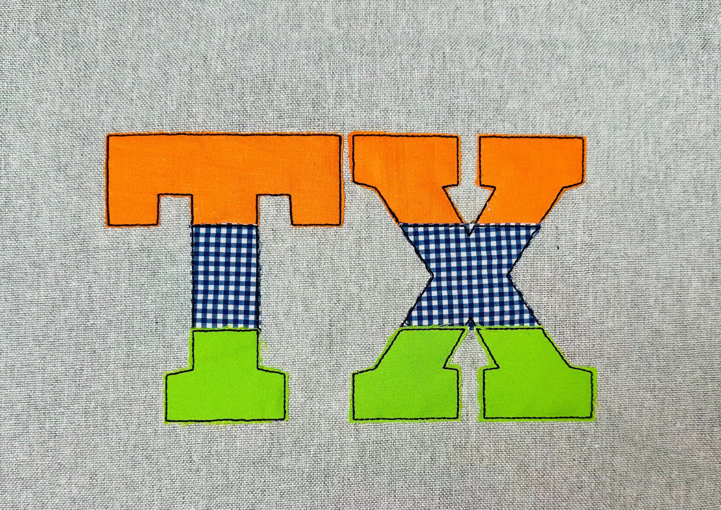 Light applique font Open Edge Raggedy Applique Alphabet bean stitch outline patchwork machine embroidery design