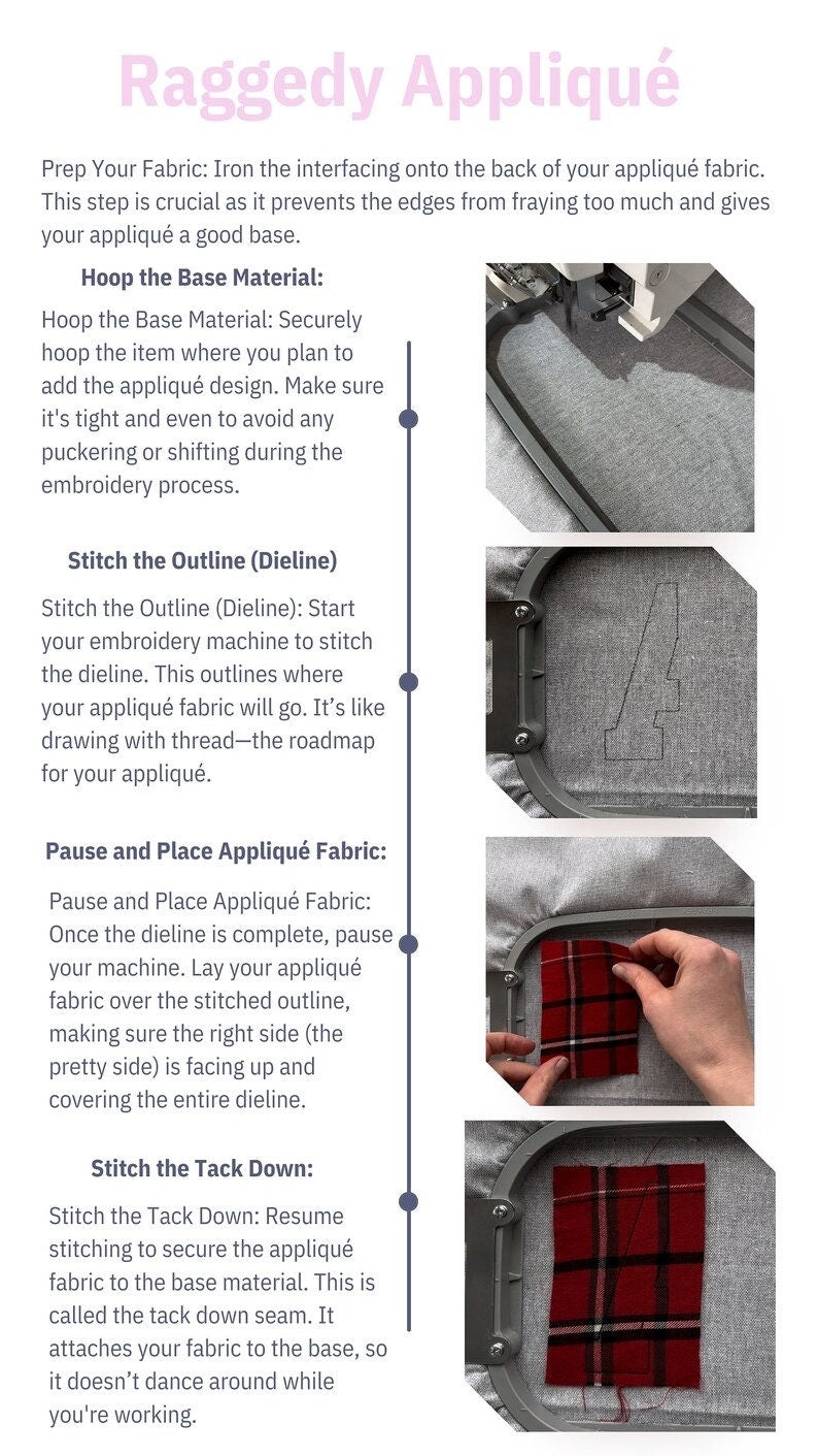 Light applique font Open Edge Raggedy Applique Alphabet bean stitch outline patchwork machine embroidery design