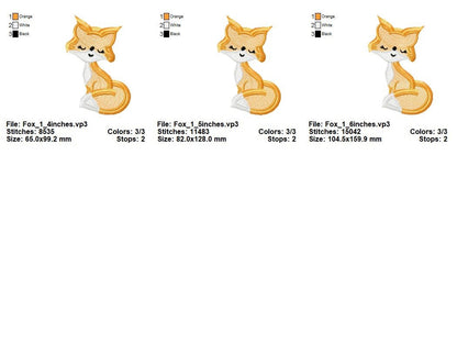 Fox Light Stitch Fringed Machine Embroidery Designs One Little Fox Kids Sweatshirt Tshirt Outfit Embroidery Fluffy Wild Animal 4, 5, 6inch - Etsy