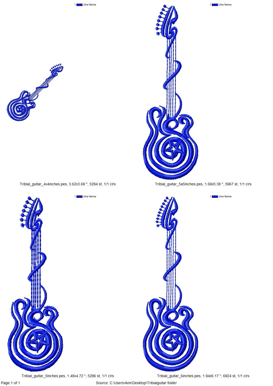 Rock Guitar – Sizes 5" 7" Digital Embroidery File | Artapli