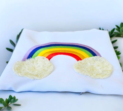 Top Rainbow fringed fluffy clouds kids baby fur chenille machine embroidery designs