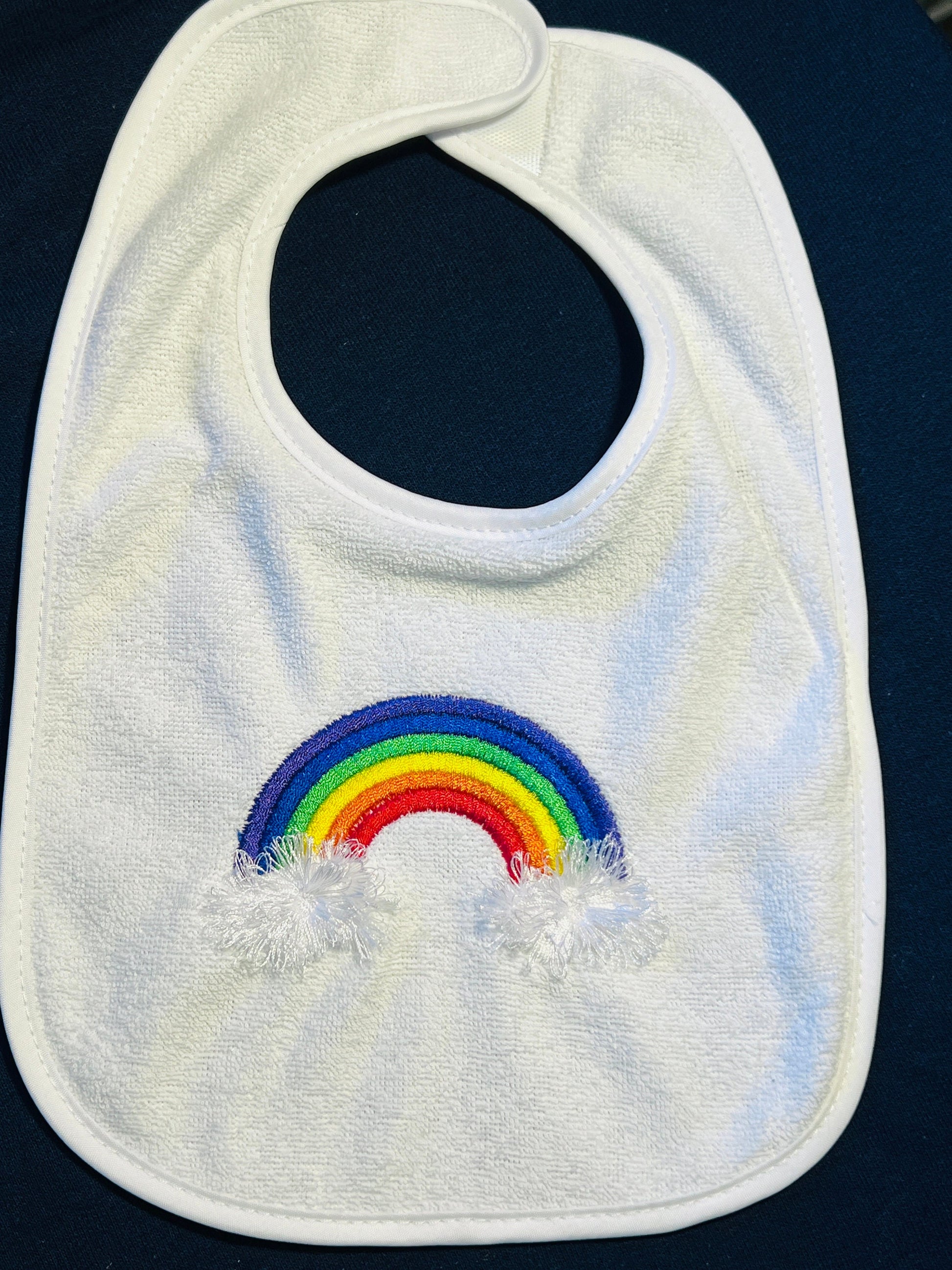 Top Rainbow fringed fluffy clouds kids baby fur chenille machine embroidery designs