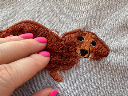 Dachshund Fringe Dog Fluffy Chenille Puppy Machine Embroidery Designs Weenie Dog Breed Fringed Fur Dachshund Dog Puppy Embroidery Pet Animal - Etsy