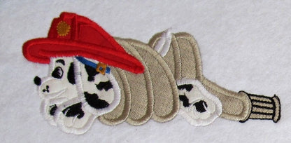 Dalmatian Fireman Puppy Set of 4 applique machine embroidery designs for kids