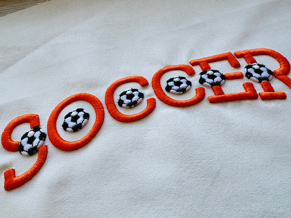 Puffy Foam Soccer Font – Embroidery 1.9" 2.2" 2.5" 2.8" 4" 5" | BX PES DST JEF | Artapli