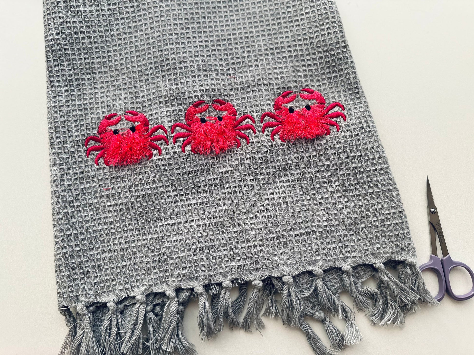 Cute Mini Fluffy Crab Fringed Fur Chenille Summer Beach Sea Animal Machine Embroidery Designs Fringe in the Hoop ITH Project