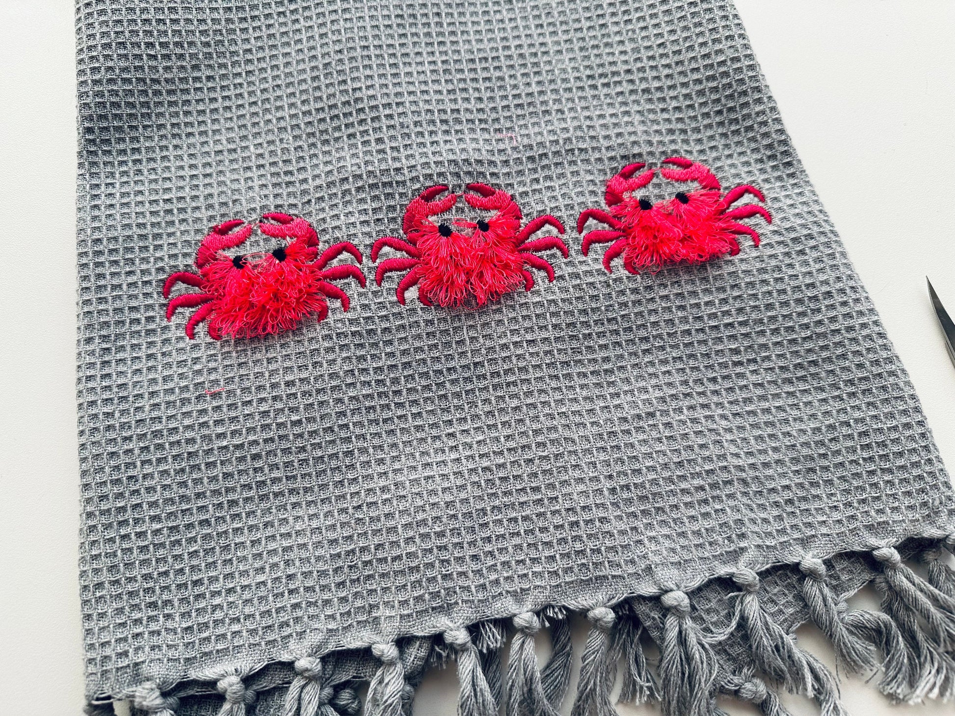 Cute Mini Fluffy Crab Fringed Fur Chenille Summer Beach Sea Animal Machine Embroidery Designs Fringe in the Hoop ITH Project