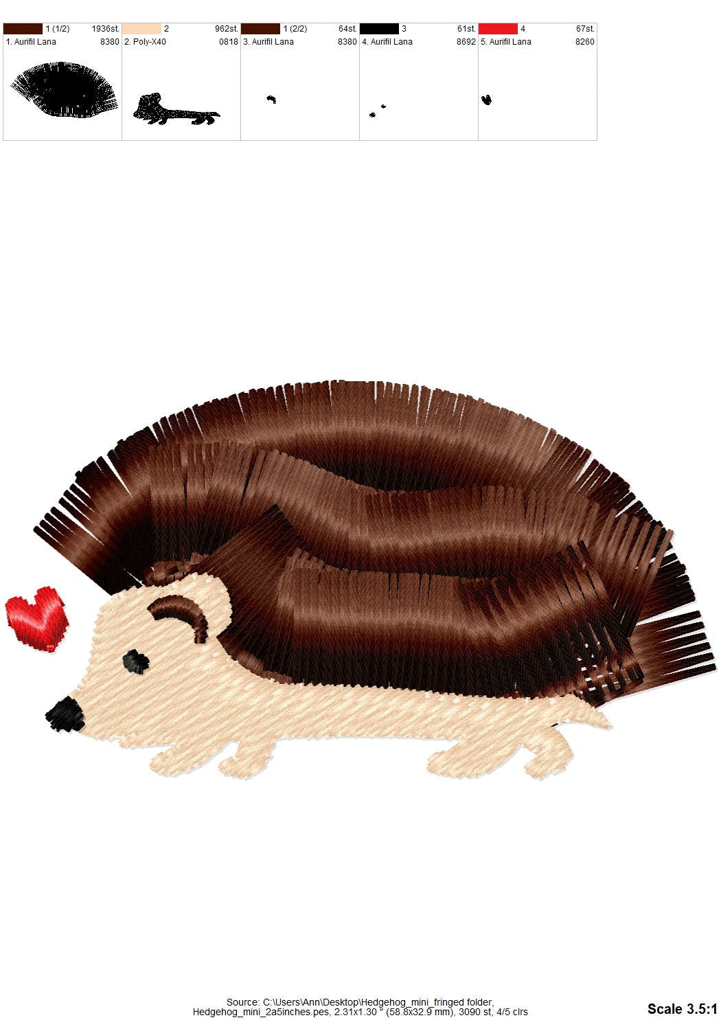 Hedgehog Mini Fluffy Chenille Wildlife Animal Machine Embroidery Designs Forest Hedgehog Kids Baby Shirt Design