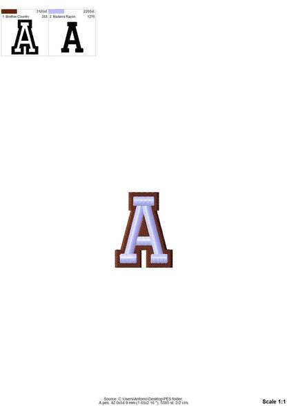 Puff and fill stitch 2 colors duo tone Embroidery Font machine embroidery designs Puffy Foam alphabet monogram Block Font small double