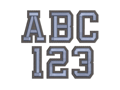 Puff and fill stitch 2 colors duo tone Embroidery Font machine embroidery designs Puffy Foam alphabet monogram Block Font small double