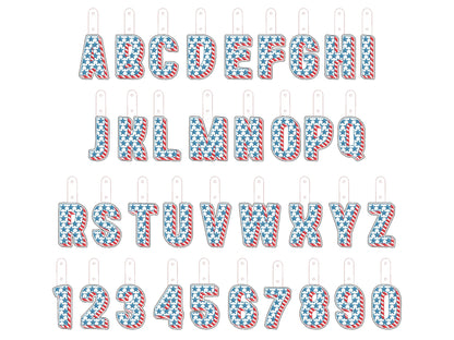 Patriotic Shadow Stars and Stripes 4th July Independence Day Eyelet and Key Fob Snap Tab