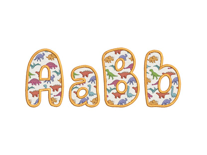 Little Dino applique Font machine embroidery designs monogram wild alphabet letters in multiple sizes from 2.3, up to 5.3 inch, BX included