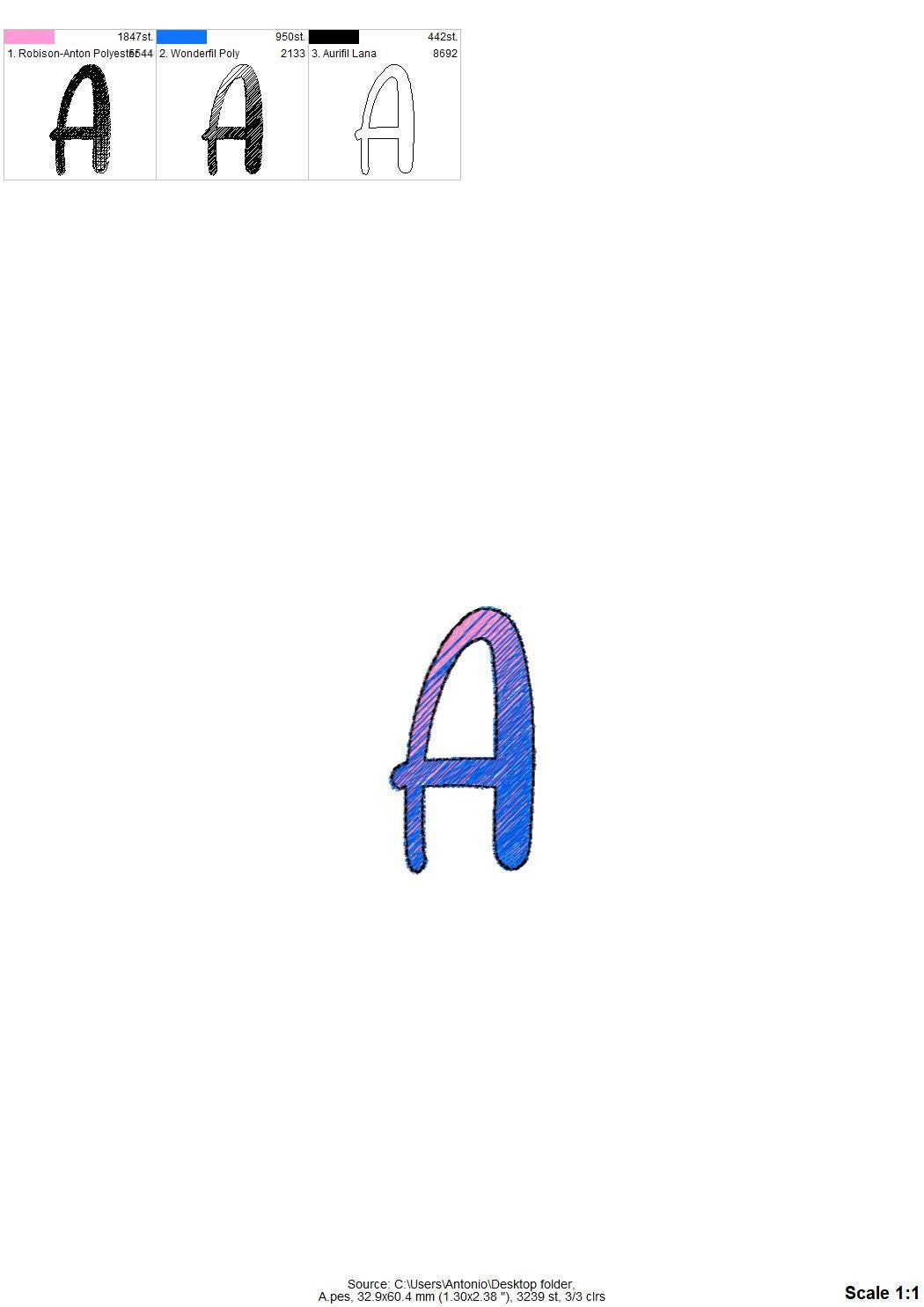 NO special thread! Rainbow Iridescent 2 Color and outline Monogram FONT alphabet kids variegated effect letters machine embroidery designs