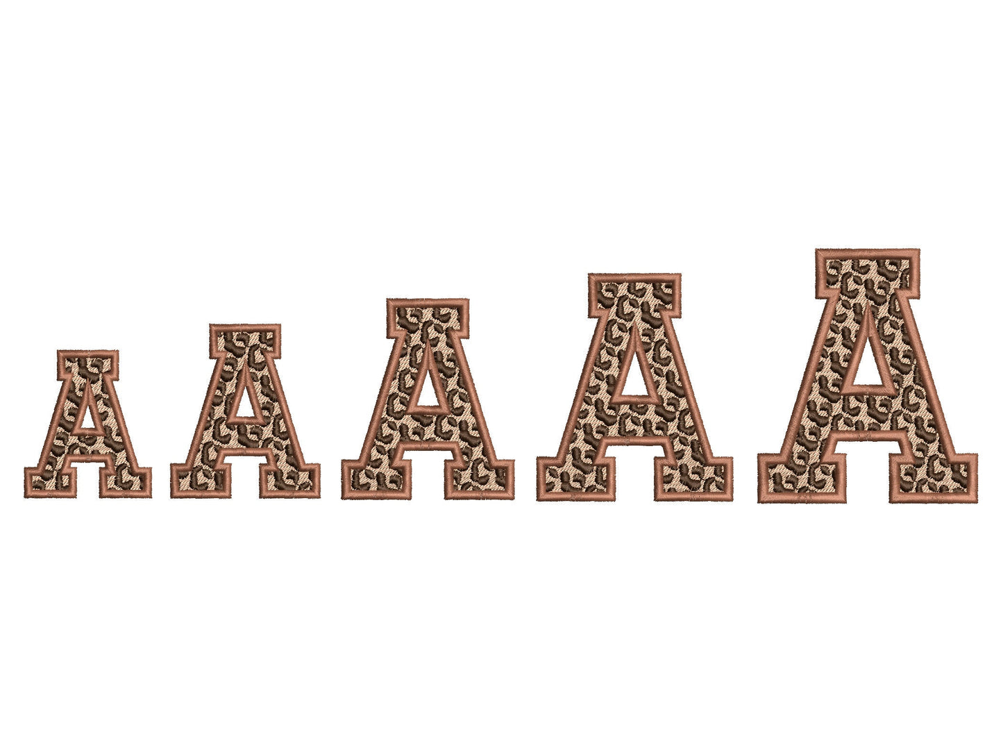 Leopard Spots fill stitch and outline Varsity block FONT wild cat cheetah print pattern monogram machine embroidery designs alphabet BX incl