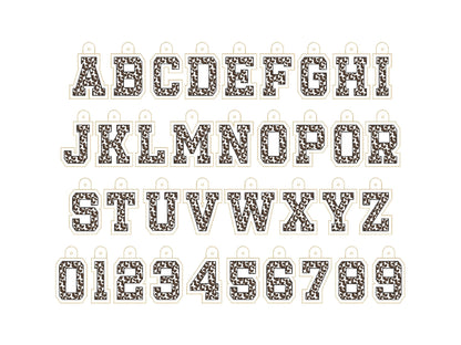 Leopard print Monogram Eyelet and Key Fob Snap Tab Block Font alphabet in the hoop ITH machine embroidery designs keychain bag tag gift idea