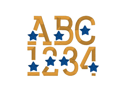 Puff Star Embroidery font machine embroidery designs 3D raised Puffy Foam Starry alphabet monogram Block Font