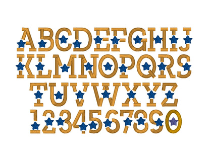 Puff Star Embroidery font machine embroidery designs 3D raised Puffy Foam Starry alphabet monogram Block Font
