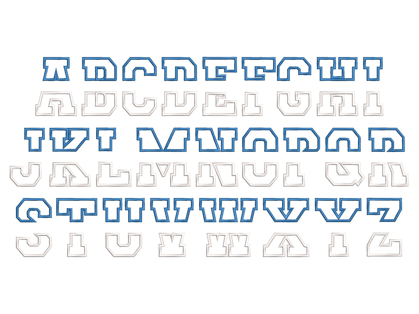 Sport Split Athletic Monogram Applique – Sizes 3" 4" 5" 6" 7" 10" BX Digital Font File | Artapli