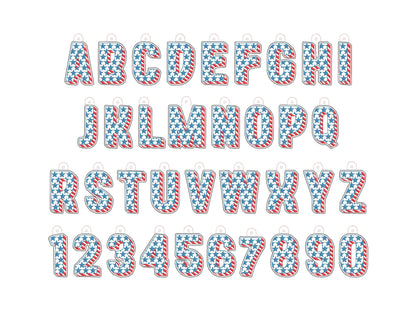 Patriotic Shadow Stars and Stripes 4th July Independence Day Eyelet and Key Fob Snap Tab ITH in the hoop machine embroidery designs keychain