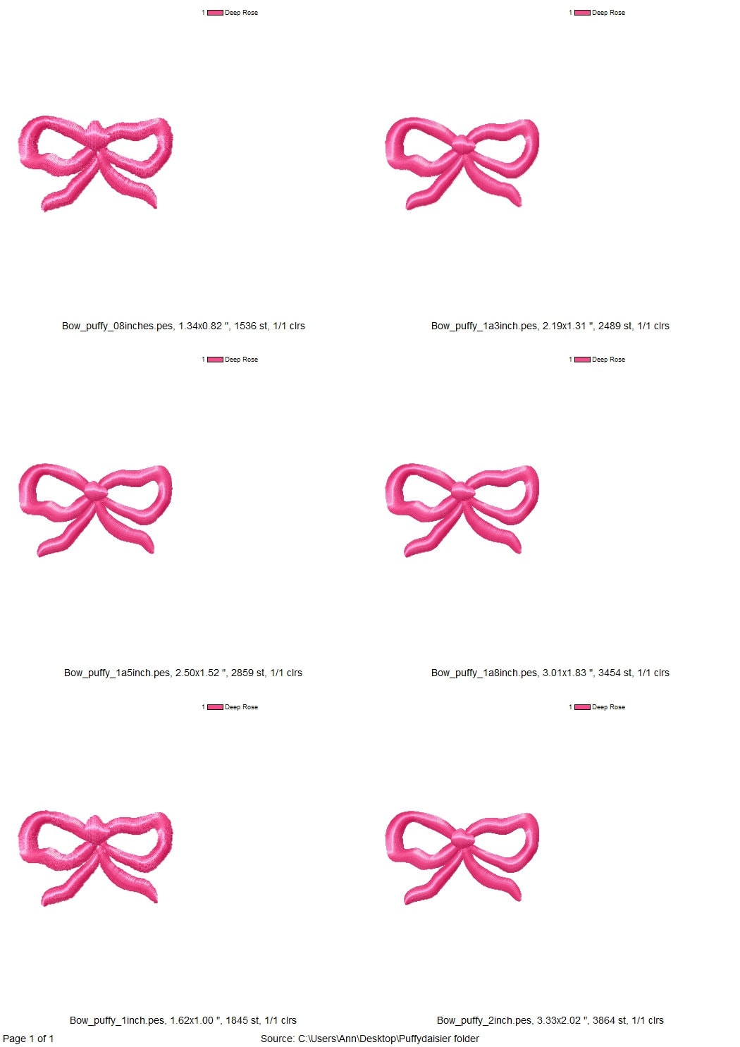 Puff little bow machine embroidery design file 3D raised Puffy Foam bow monogram mini add-on Patch  2 inch design included