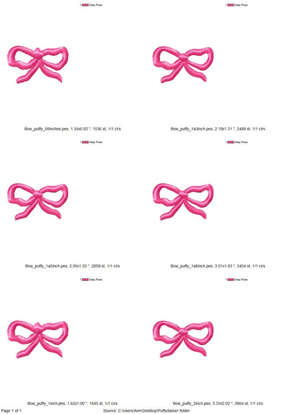 Puff little bow machine embroidery design file 3D raised Puffy Foam bow monogram mini add-on Patch  2 inch design included