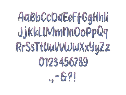 NO special thread! Rainbow Iridescent 2 Color and outline Monogram FONT alphabet kids variegated effect letters machine embroidery designs