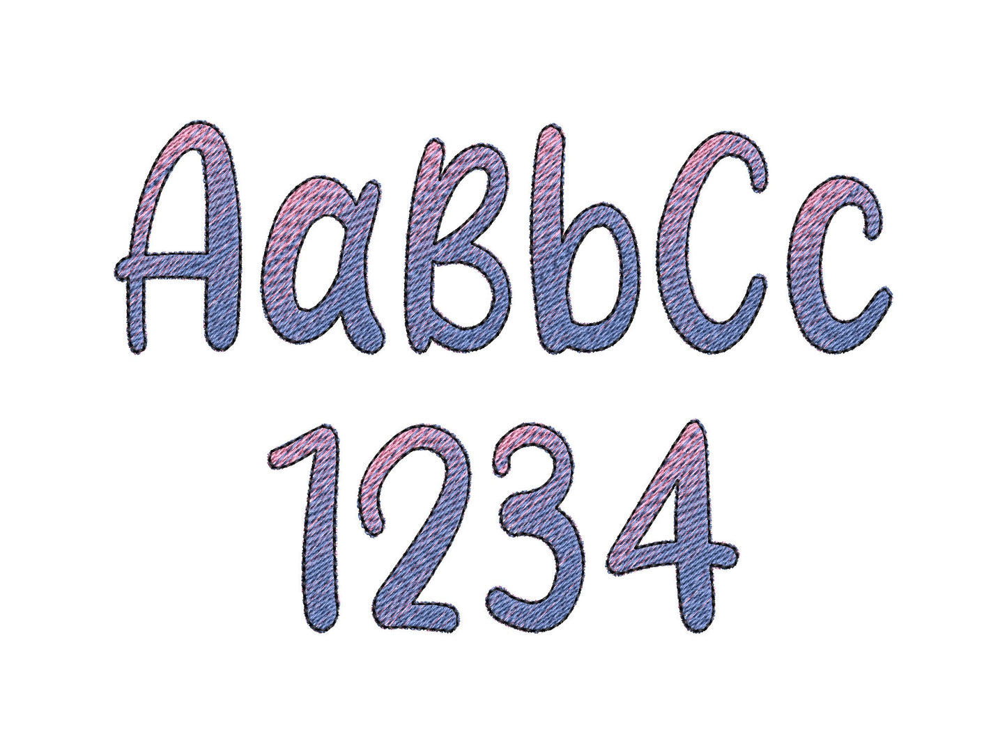 NO special thread! Rainbow Iridescent 2 Color and outline Monogram FONT alphabet kids variegated effect letters machine embroidery designs