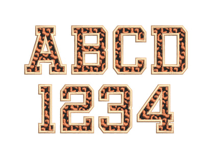 Leopard Spots fill stitch and outline Varsity block FONT wild cat cheetah print pattern monogram machine embroidery designs alphabet BX incl