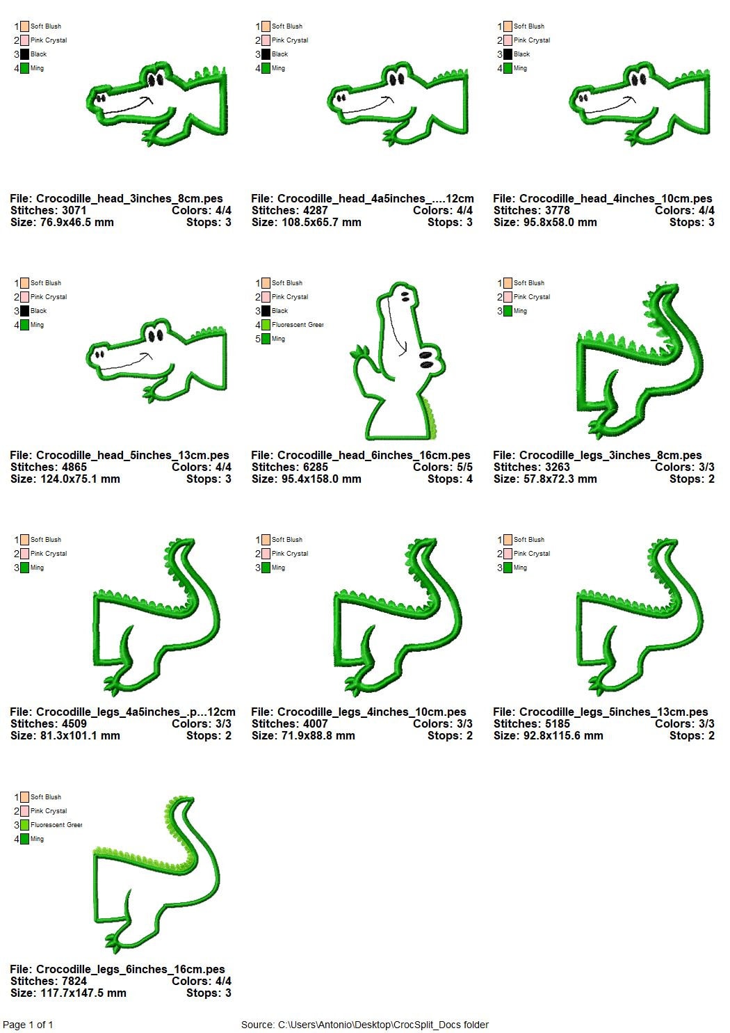 Little Split Alligator – Crocodile embroidery pattern by Artapli